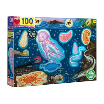 Eeboo Bioluminescent Glow In The Dark 100 Piece Rectangle Puzzle  15" X 11" Puzzle