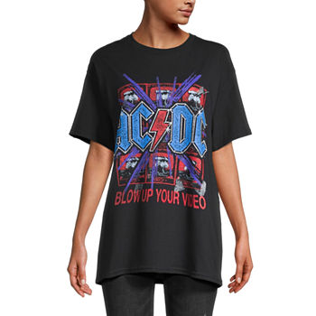 Juniors ACDC Blow Up Your Video Womens Round Neck Short Sleeve Oversized Graphic T-Shirt