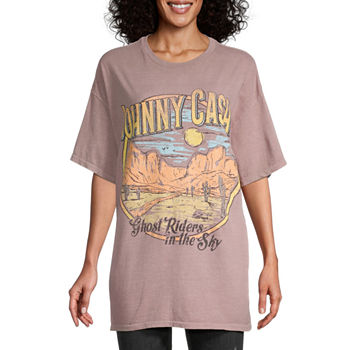 Juniors Johnny Cash Ghost Riders In The Sky Womens Round Neck Short Sleeve Graphic T-Shirt