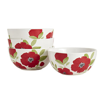 Dolly Parton 4-pc. Red Floral Stoneware Cereal Bowl