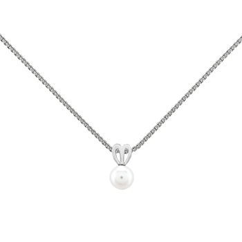 Womens White Cultured Freshwater Pearl Sterling Silver Pendant Necklace