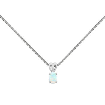 Womens Lab Created White Opal Sterling Silver Pendant Necklace