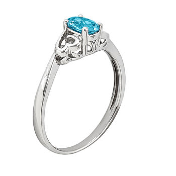 Womens Genuine Blue Topaz Sterling Silver Solitaire Cocktail Ring