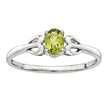 Womens Genuine Green Peridot Sterling Silver Delicate Cocktail Ring