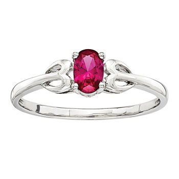 Womens Lab Created Ruby Sterling Silver Delicate Ring