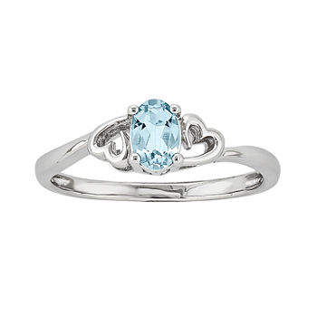 Womens Genuine Blue Aquamarine Sterling Silver Solitaire Cocktail Ring