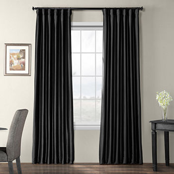 Exclusive Fabrics & Furnishing Faux Silk Taffeta Energy Saving Blackout Rod Pocket Single Curtain Panel