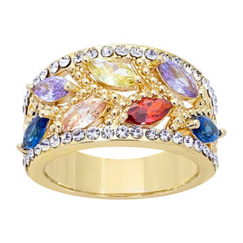 Sparkle Allure Cubic Zirconia 14K Gold Over Brass Cluster Cocktail Ring