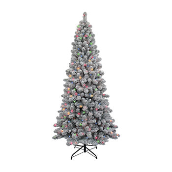 Kurt Adler 7 Foot Spruce Pre-Lit Flocked Christmas Tree