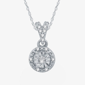 Womens Diamond Accent Lab Grown White Diamond Sterling Silver Pendant Necklace