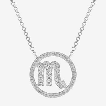 Scorpio Womens Simulated Cubic Zirconia Sterling Silver Round Pendant Necklace