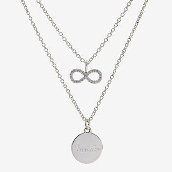 Sparkle Allure You & Me 2-pc. Cubic Zirconia Pure Silver Over Brass 16 Inch Link Infinity Necklace Set