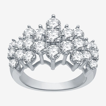 Womens 3 CT. T.W. Genuine White Diamond 10K White Gold Cocktail Ring