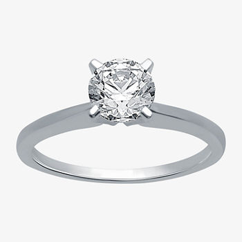 Womens 1 CT. T.W. Genuine White Diamond 10K White Gold Round Solitaire Engagement Ring