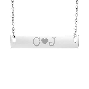 Personalized Sterling Silver Couple's Initial Bar Pendant Necklace