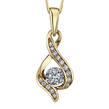 Sirena® 1/7 CT. Diamond 10K Yellow Gold Cluster Infinity Pendant Necklace