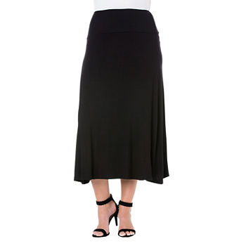 24/7 Comfort Apparel Elastic Waist Maxi Skirt - Plus