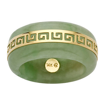 9M Genuine Green Jade 14K Gold Band
