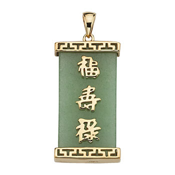 Womens Genuine Green Jade 14K Gold Over Silver Pendant