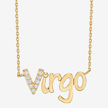 Virgo Womens Simulated Cubic Zirconia Sterling Silver Pendant Necklace