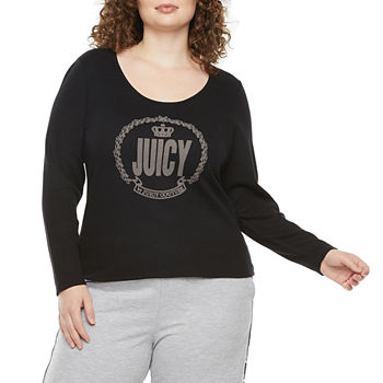 Juicy By Juicy Couture Womens Plus Boat Neck Long Sleeve T-Shirt