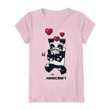 Valentine'S Day Little & Big Girls Crew Neck Minecraft Short Sleeve Graphic T-Shirt