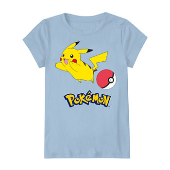 Little & Big Girls Crew Neck Pokemon Short Sleeve Graphic T-Shirt