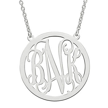 Personalized 26mm Initial Cut-out Circle Monogram Pendant Necklace