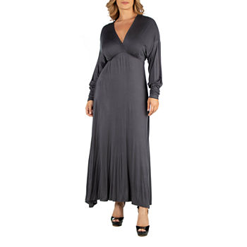 24/7 Comfort Apparel Formal Long Sleeve Maxi Dress - Plus