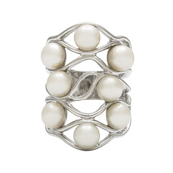 Cultured Freshwater Pearl Sterling Silver Multi-Level Ring