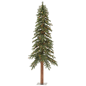 6' Natural Alpine Artificial Christmas Tree with Multi-Colored Lights