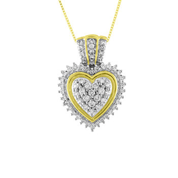 Womens 1/3 CT. T.W. Genuine White Diamond 10K Gold Heart Pendant Necklace
