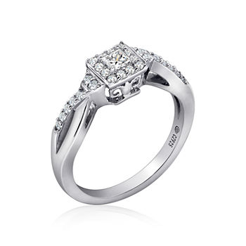 DiamonArt® Womens 3/8 CT. T.W. White Cubic Zirconia Sterling Silver Promise Ring