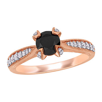 Womens 1/5 CT. T.W. Genuine Black Diamond 14K Rose Gold Solitaire Engagement Ring
