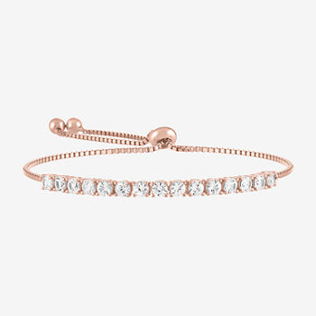 Limited Time Special! Lab Created White Sapphire 14K Rose Gold Over Silver Bolo Bracelet