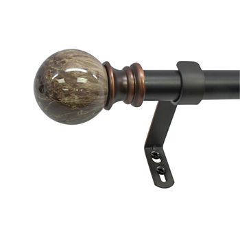 Decopolitan Marble Ball 1" Single Curtain Rod