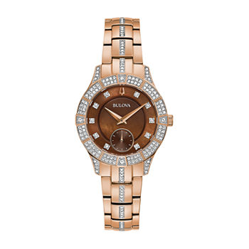 Bulova Womens Rose Goldtone Stainless Steel Bracelet Watch 98l284