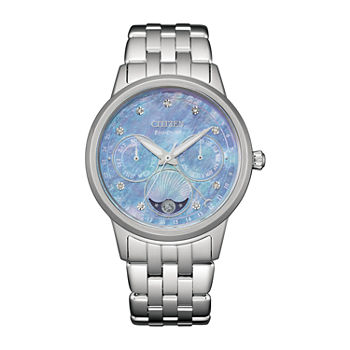Citizen Calendrier Womens Diamond Accent Silver Tone Stainless Steel Bracelet Watch Fd0000-52n