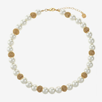 Monet Jewelry Simulated Pearl 18 Inch Collar Necklace