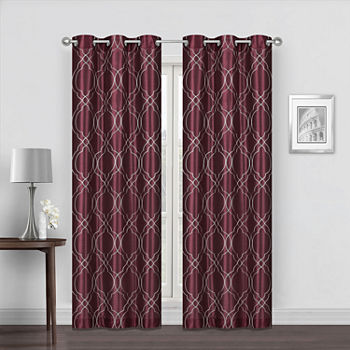 Regal Home Vince Embroidered Light-Filtering Grommet Top Curtain Panel