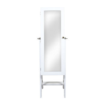 New View White Mirrored Jewelry Armoire