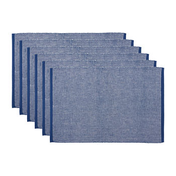 Design Imports Navy & White 2-Tone Ribbed 6-pc. Placemats