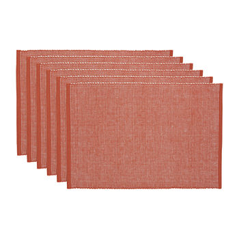 Design Imports Vintage Red & White 2-Tone Ribbed 6-pc. Placemats