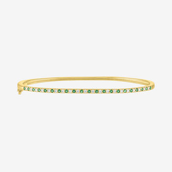 Diamond Addiction 1/4 CT. T.W. Lab Created Green Emerald 10K Gold Bangle Bracelet