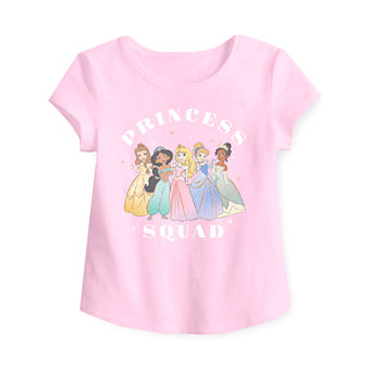 Disney Little & Big Girls Crew Neck Princess Short Sleeve Graphic T-Shirt