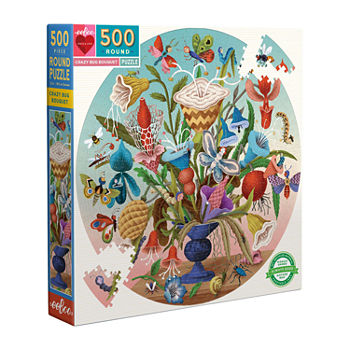 Eeboo Piece And Love Crazy Bug Bouquet 500 Piece Round Jigsaw Puzzle