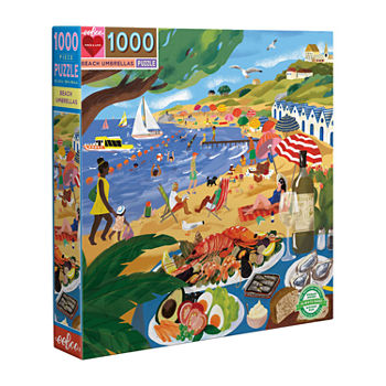 Eeboo Piece And Love Beach Umbrellas 1000 Piece Square Adult Jigsaw Puzzle