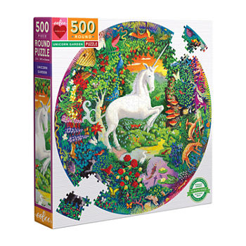 Eeboo Piece And Love Unicorn Garden 500 Piece Round Circle Jigsaw Puzzle