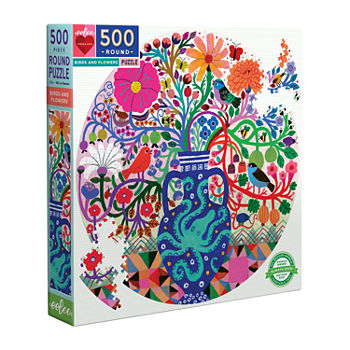 Eeboo Piece And Love Birds And Flowers 500 Piece Round Adult Jigsaw Puzzle