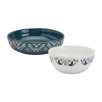 Tabletops Unlimited Winter Forest 2-pc. Stoneware Salad Bowl
